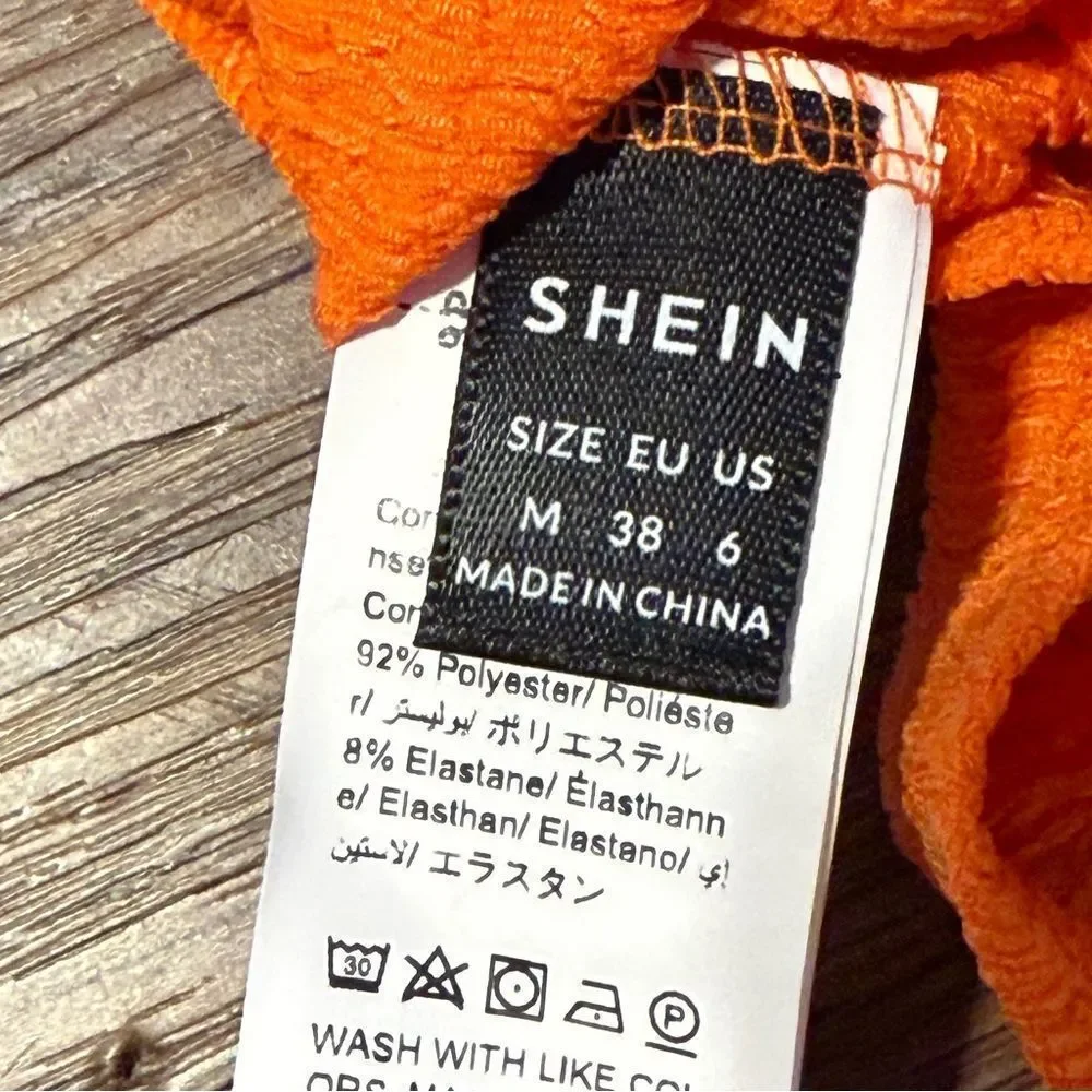 SHEIN Off shoulder Orange Textured Blouse Size Medium